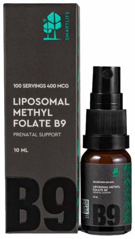 SmartLife Liposomal Methyl Folate B9, Prenatal Support, Липосомальный метилфолат B9, Поддержка беременных, 10 мл