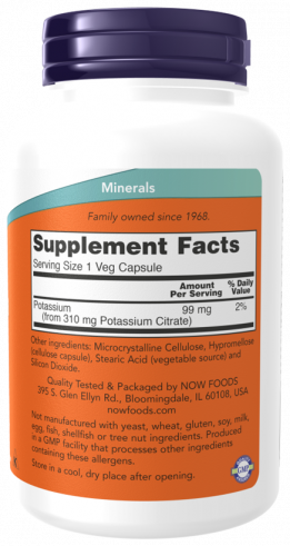 NOW Калий Глюконат 99 мг, 180 капсул