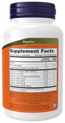 NOW Papaya Enzyme, Папайя Фермент, 180 таблеток