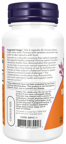 NOW Quercetin With Bromelain, Кверцетин с Бромелайном, 60 капсул