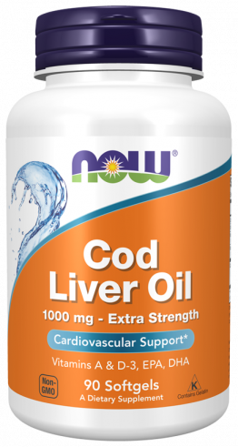 NOW Cod Liver Oil 1000 mg, 90 капсул