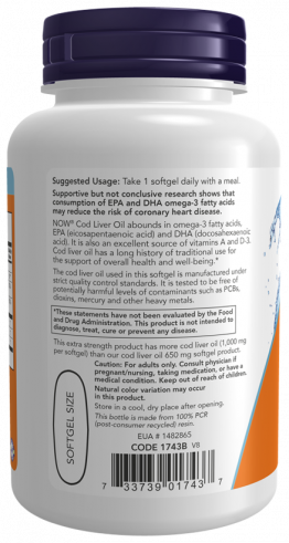 NOW Cod Liver Oil 1000 mg, 90 капсул