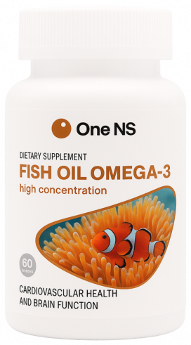 One NS Fish oil Omega-3 high concentration, Рыбий жир с Омега-3 высокой концентрации, 60 капсул
