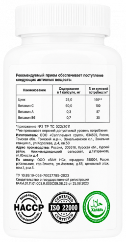 One NS Zinc picolinate, Цинка пиколинат, 90 капсул