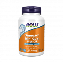 NOW Omega-3 Mini Gels Fish Oil, Омега 3 мини капсулы Рыбий Жир, 180 капсул